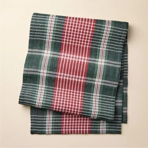 HEARTH & HAND NEW signature plaid table runner -red/green -90x20